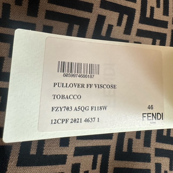 Fendi FF Motif Monogram Jacquard Long Sleeve Sweater in Brown - Picture 8 of 10